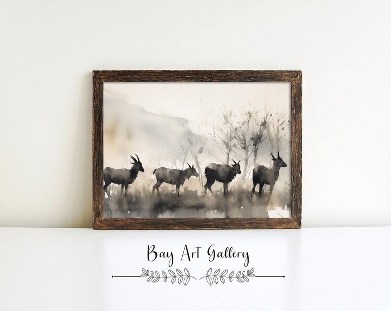 Goat Wall Art Watercolor Wall Art Modern Farmhouse Wall Art Wall Art Print Art Digital PRINTABLE image 7