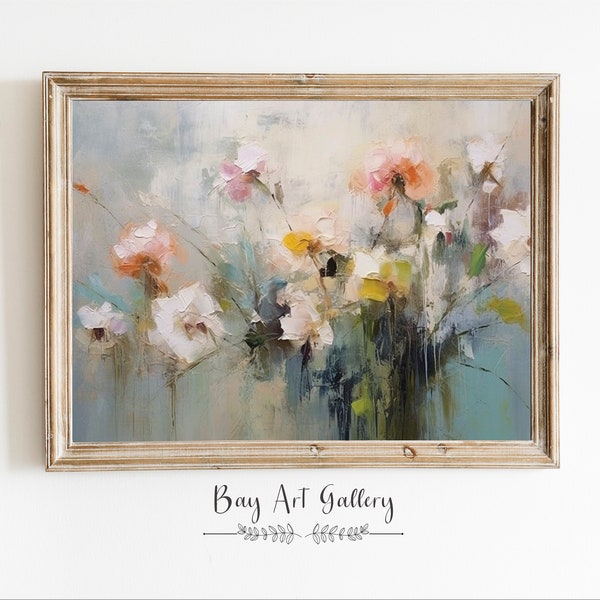 Contemporary floral paintings, Modern floral artwork, Floral impressionism, Digital download