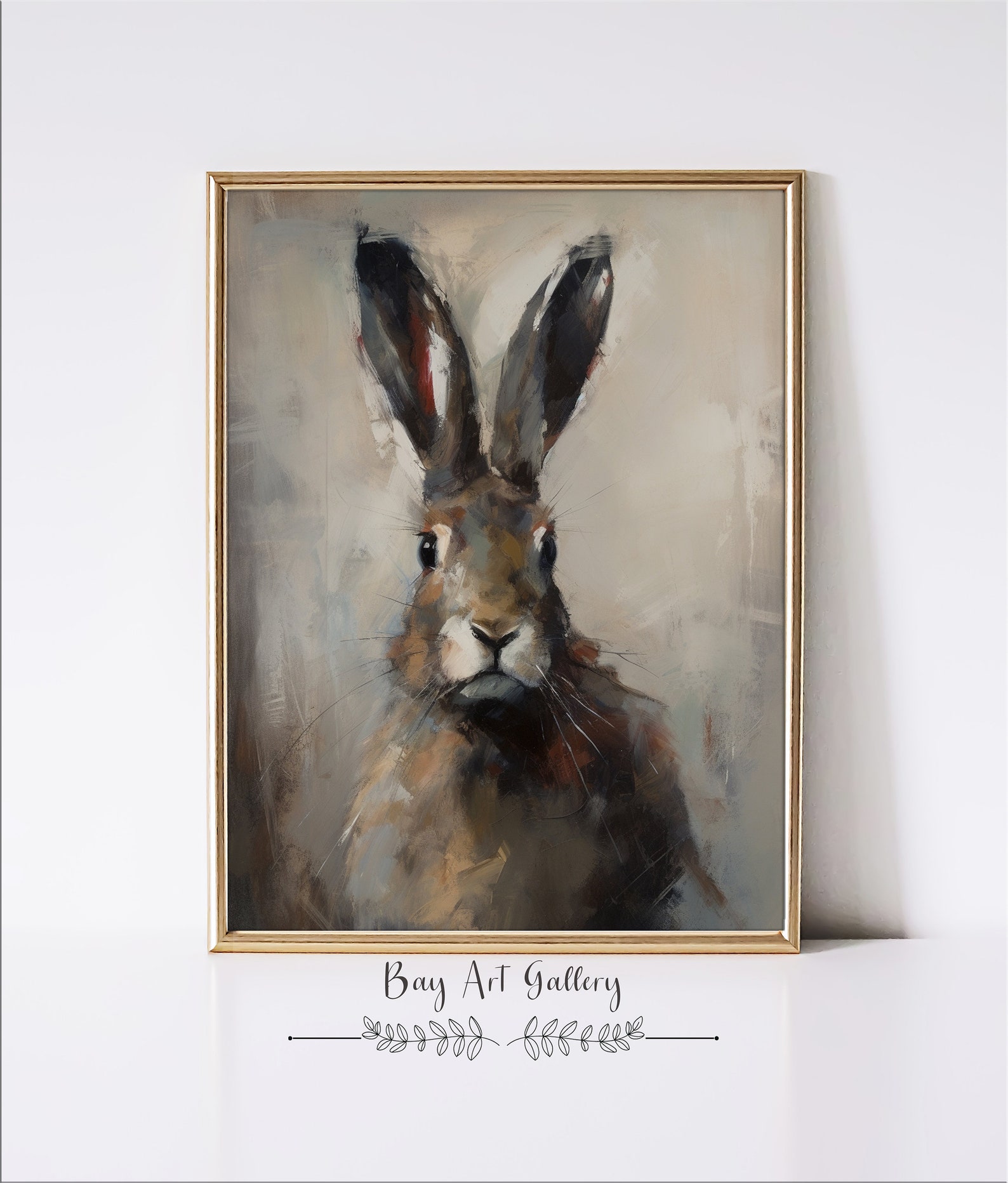 Vintage Style Rabbit Painting Neutral Country Nursery Wall - Etsy