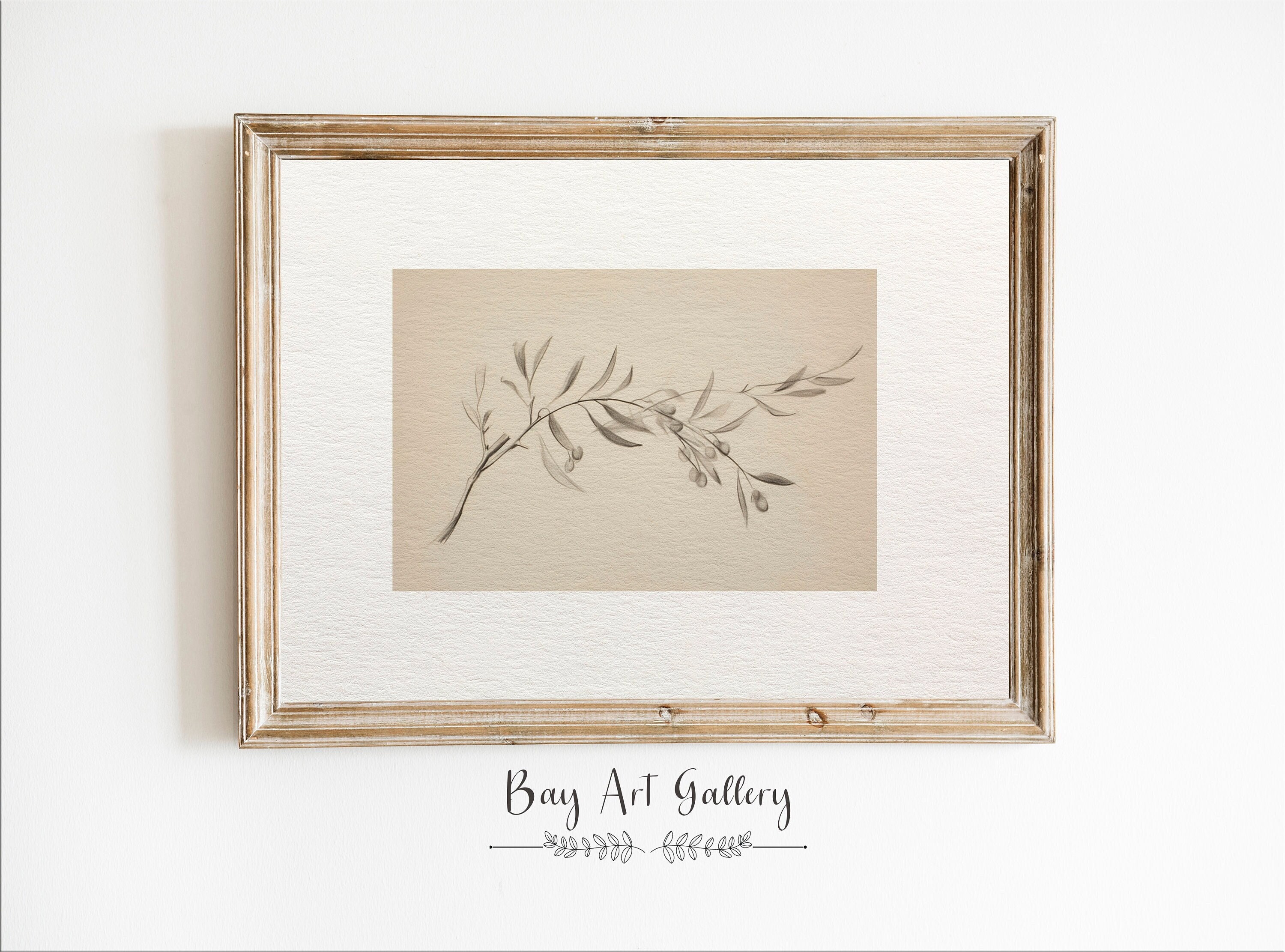 Olive Branch Sketch | Olive Art | Vintage Tree Sketch | PRINTABLE Downloadable Digital | Modern Farmhouse Decor