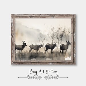 Goat Wall Art Watercolor Wall Art Modern Farmhouse Wall Art Wall Art Print Art Digital PRINTABLE image 1