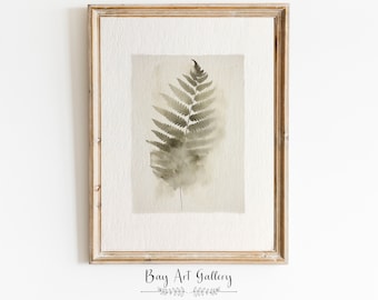 Fern Print | Neutral Dark Green Botanical Wall Art PRINTABLE DIGITAL Downloadable