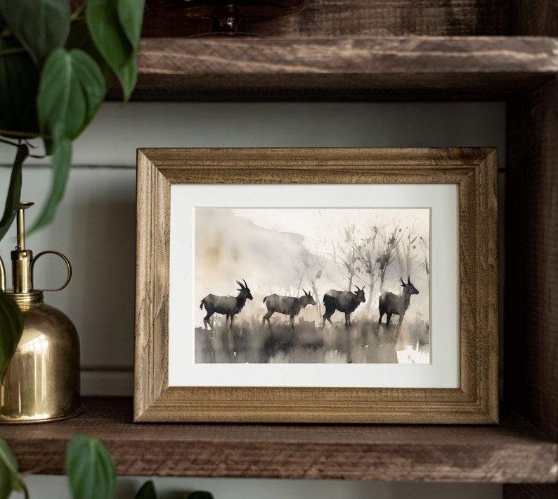 Goat Wall Art Watercolor Wall Art Modern Farmhouse Wall Art Wall Art Print Art Digital PRINTABLE image 8