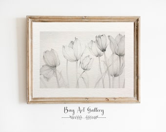 Vintage Botanical Print | French Country Decor Art PRINTABLE | Tulip drawing