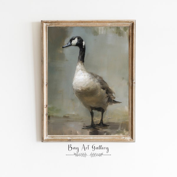 Rustic Farmhouse Decor | Canada Goose Print | Neutral Wall Art Digital PRINTABLE | Oil Painting