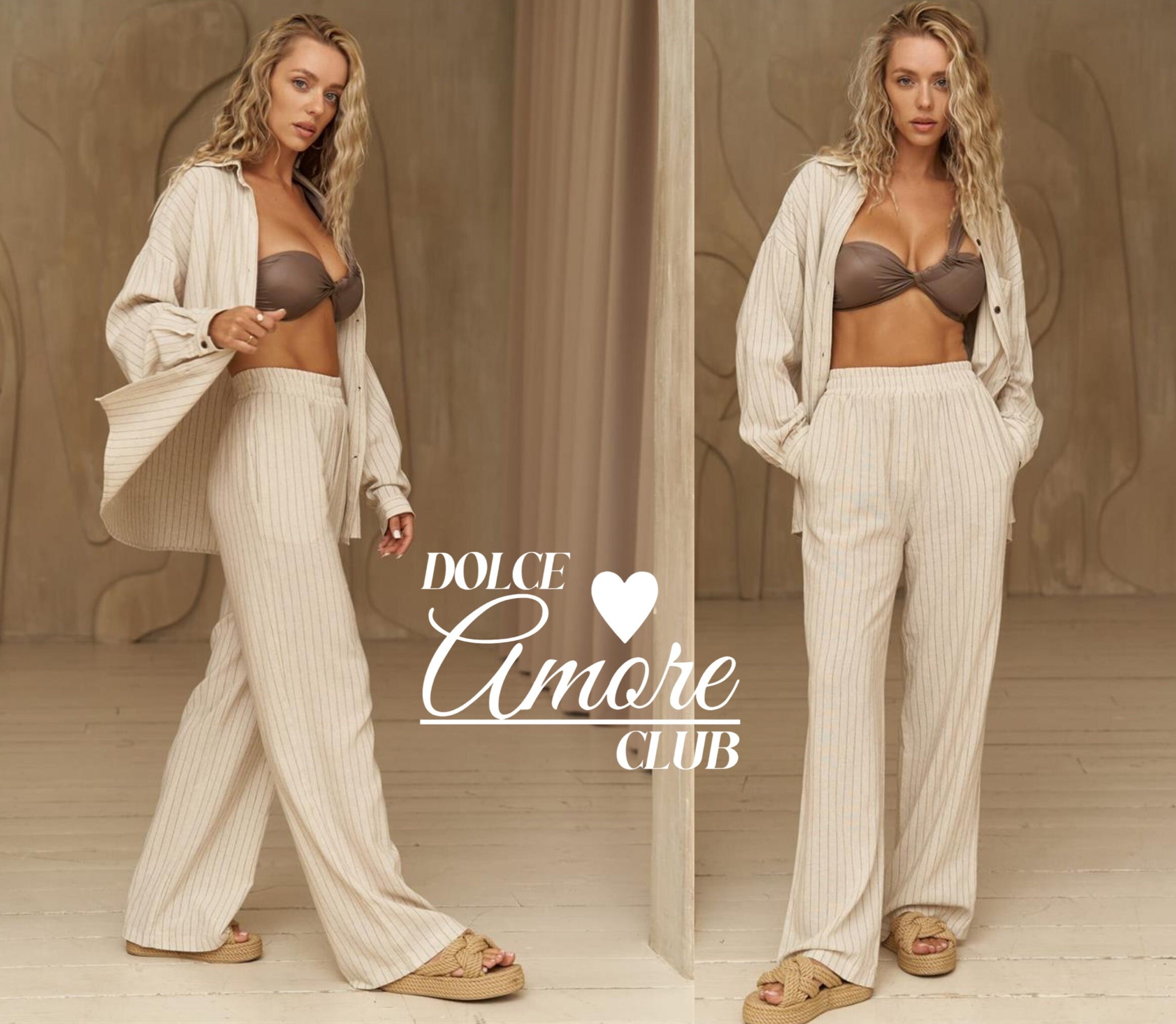 Sahara Linen Two-Piece Set - Beige main image 0