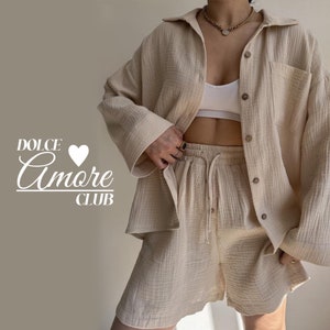 Two Piece Linen Set / Linen Short Women/Boho clothing women/ Summer Top and short/Women Linen Shirt/Linen Shirt Women / Boho Style /