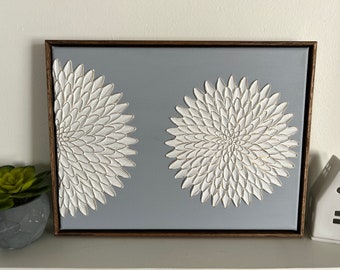 Dahlia - Floral Motif - Floral Decor - Textured Art - 3D Art - Home Decor - Abstract Art - Minimalist - Neutral - Neutral Art - Wall Art