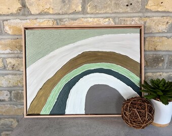 Framed 3D Abstract Landscape Art: Green Valleys Textured Painting