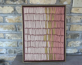Textured Abstract Painting: 3D Neutral Wall Art in Oak Frame
