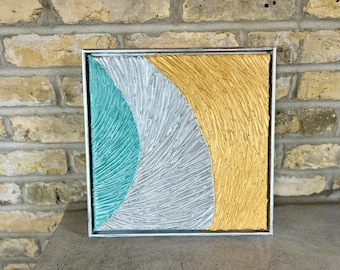 Silver Orb Abstract Painting: 3D Texture Art, Framed Canvas