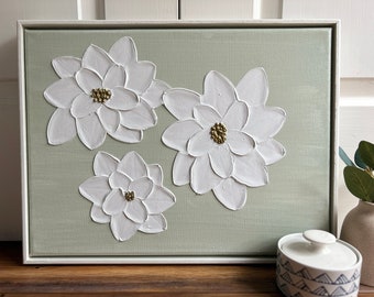 White Poinsettias - Floral Art - Textured Art - Floral Wall Art - Home Decor