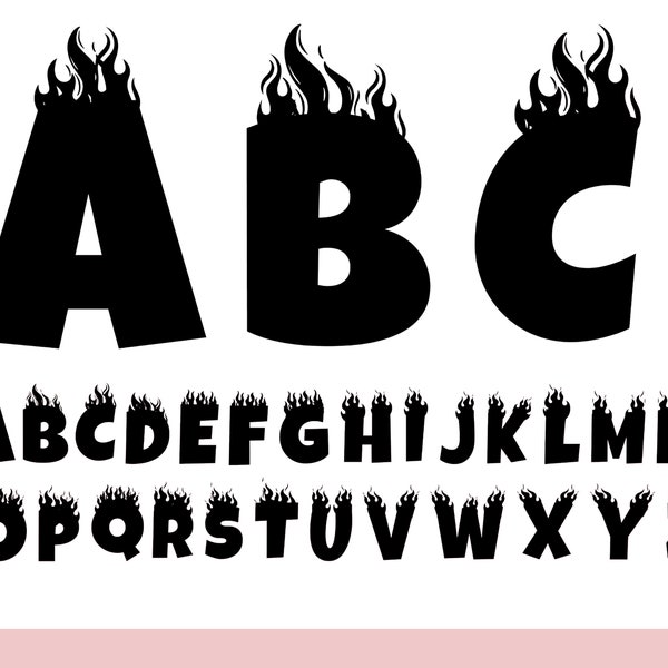 FIRE FONT SVG, Fire Font Alphabet , Flame font Svg, Flame font for Cricut, Clipart , Fire alphabet letters, Burning Letters