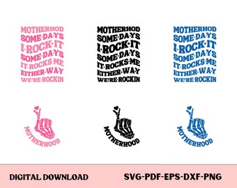 motherhood some days i rock it Svg, Some days I rock it some days it rocks me svg, Mama Svg, trendy front and back design, Retro Png Design