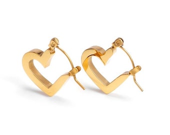 Heart Hoop Earrings | 18k Gold Plated | Heart Hoop Huggies | Heart Shaped Hoops | Minimalist Earrings For Women