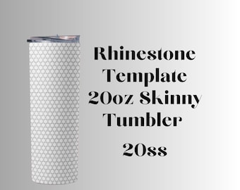 Pode incluir: Um copo skinny branco de 20 oz com um padrão geométrico cinza. Rhinestone Template 20oz Skinny Tumbler 20ss
