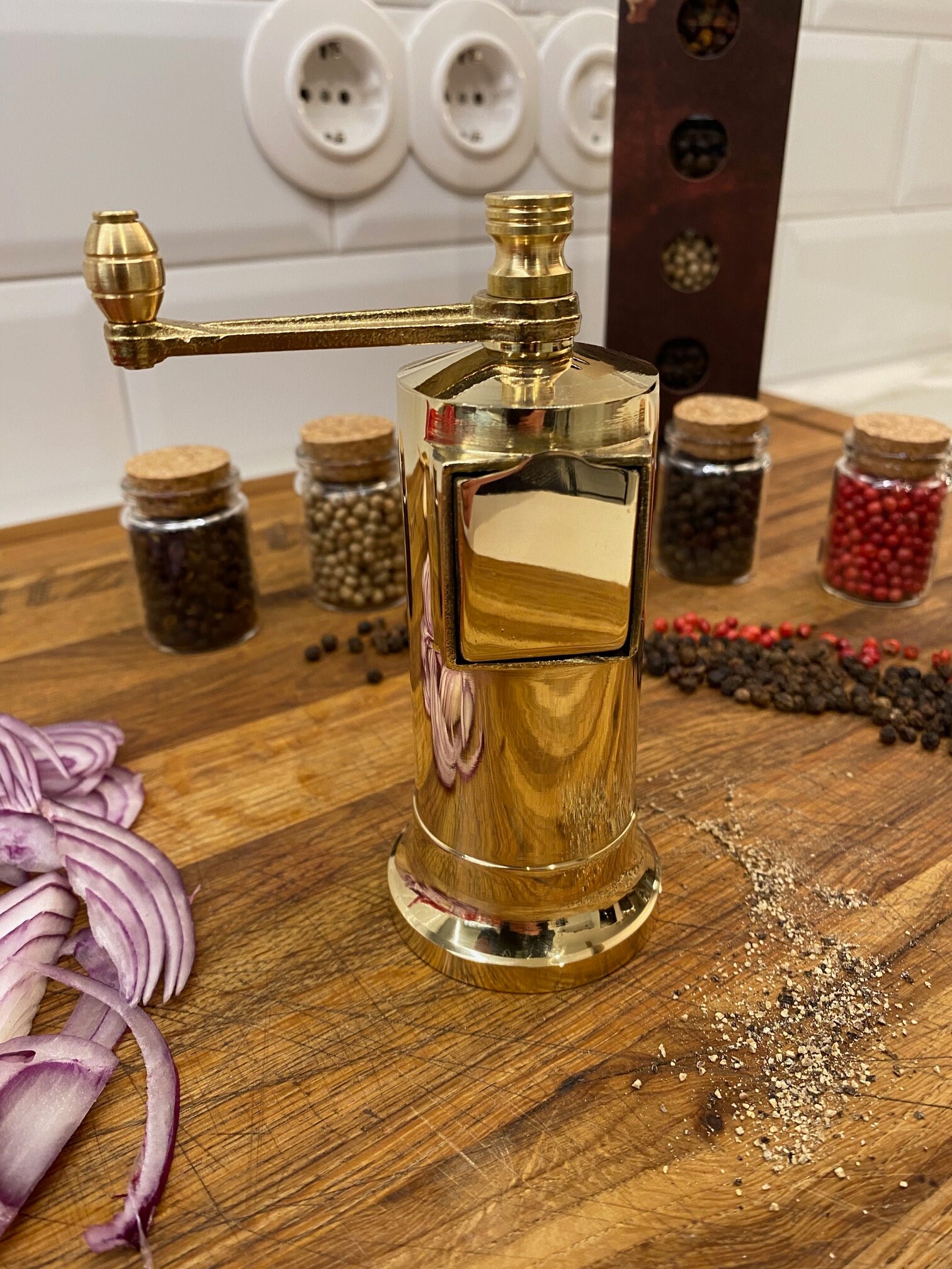 Handmade Solid Brass Pepper Mill Etsy