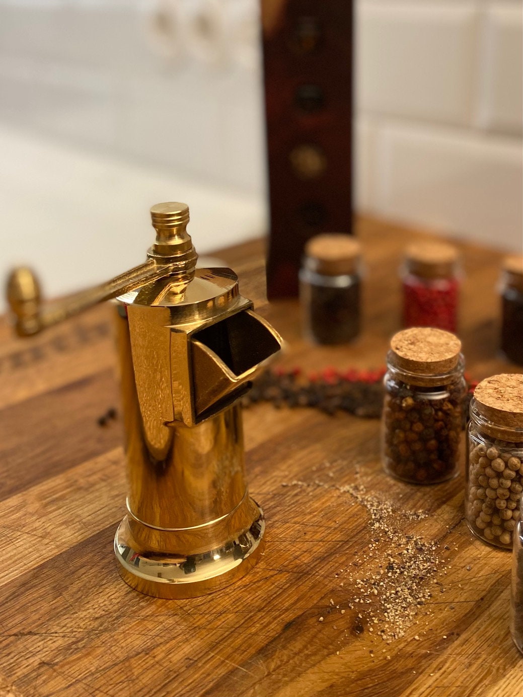 Handmade Solid Brass Pepper Mill Etsy
