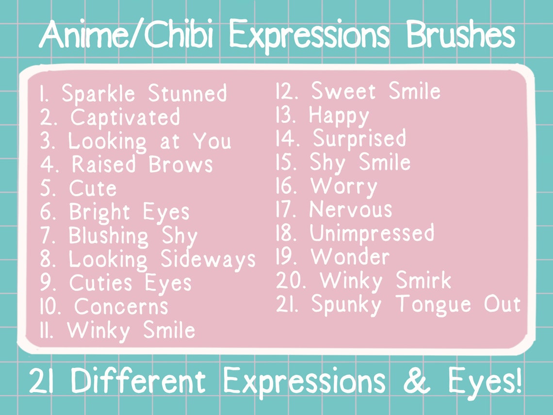 Anime/ Chibi Expressions Stamp Brushes for Procreate - Etsy