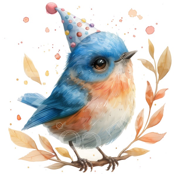 10 Western Bluebird Blue Birthday Clipart | DIY Cardmaking | Scrapbook Printables | Commercial Use Digital JPG JPEG Downloads