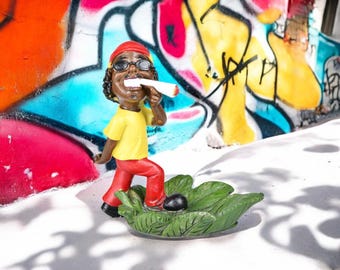 Rasta Resin Ashtray - Handmade Cigar Accessory, Home Decor