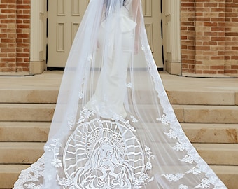 Wedding veil, Cathedral Length Veil  embroidery veil church veil white veil  custom veil