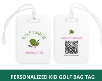 Golf Chick Golf Kid Luggage Tag Bag Tag Golf Tournament Golf Bag Tag Personalized Kids Luggage Tags for Golfer Kid Golf Baby Golfer Gifts