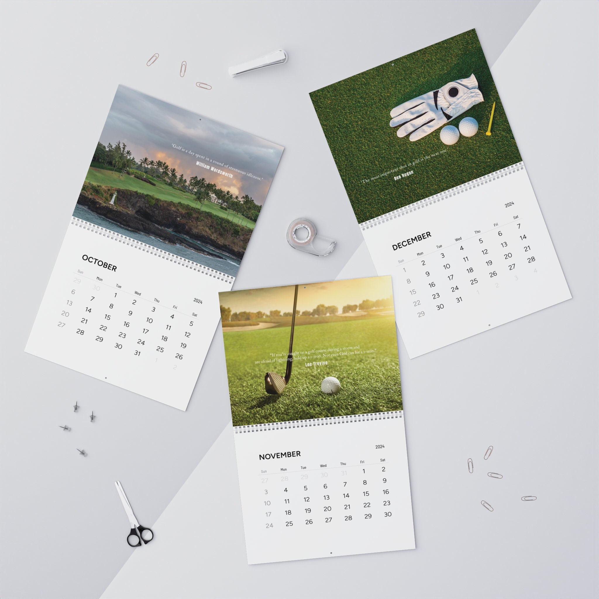 2024 Wall Calendar,golf Quotes Calendar,golf Wall Calendar,golfer Gift