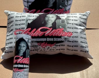 Custom Senior Pillow and Tumbler Set, Graduation Gift, Class of 2025