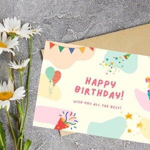 Printable Happy Birthday Card, Boho Card, Card for Mum Mom Nana Grandma Auntie, Birthday Card for Her, Digital Download