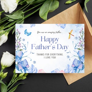 Happy Father&#39;s Day Printable Card / Instant Download PDF / Father&#39;s Day Card Template/ Digital Download Card