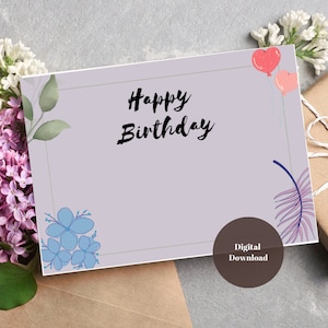 Birthday Card Printable | Digital Birthday Cards | Printable Birthday Card | Printable Happy Birthday Cards | Digital Download