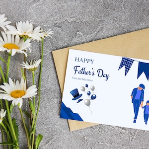 Happy Father&#39;s Day Printable Card / Instant Download PDF / Father&#39;s Day Card Template/ Digital Download Card