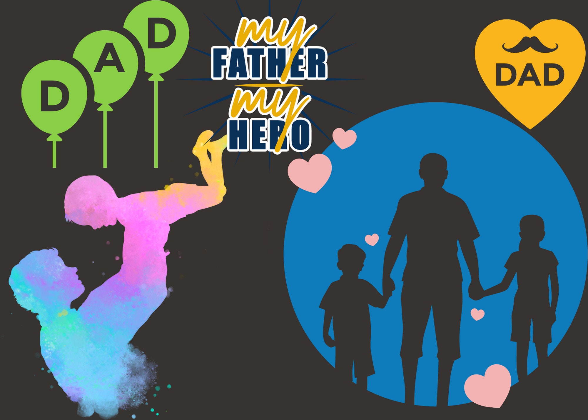 Happy Father's Day Printable Card / Instant Download PDF / - Etsy