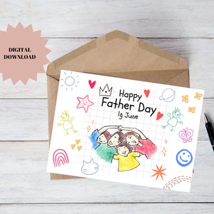 Happy Father&#39;s Day Printable Card / Instant Download PDF / Father&#39;s Day Card Template/ Digital Download Card