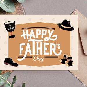Happy Father&#39;s Day Printable Card / Instant Download PDF / Father&#39;s Day Card Template/ Digital Download Card