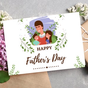 Happy Father&#39;s Day Printable Card / Instant Download PDF / Father&#39;s Day Card Template/ Digital Download Card