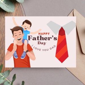 Biglietto stampabile per la festa del papà felice / PDF per il download istantaneo / Modello per biglietto per la festa del papà / Biglietto per il download digitale