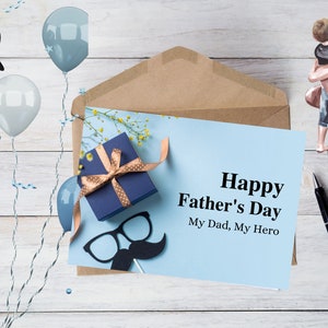 Happy Father&#39;s Day Printable Card / Instant Download PDF / Father&#39;s Day Card Template/ Digital Download Card