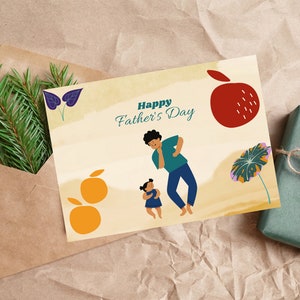 Happy Father&#39;s Day Printable Card / Instant Download PDF / Father&#39;s Day Card Template/ Digital Download Card