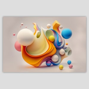 Abstract picture with organic shapes and harmonious colors - canvas picture #A13