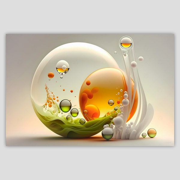 Abstrakte Glaskugeln mit organischen Formen und harmonischen Farben - Leinwandbild #K19