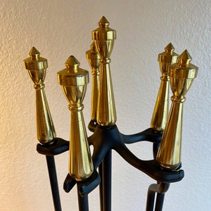 Rare VTG Parzinger 4 Piece Fireplace Tool Set-free shipping