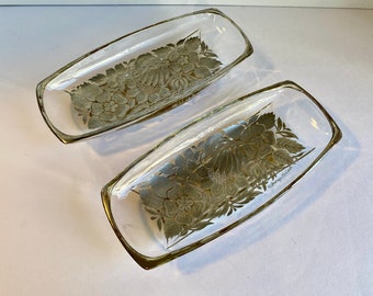 Rare Georges Briard Silver Gilded Relish Trays Pair