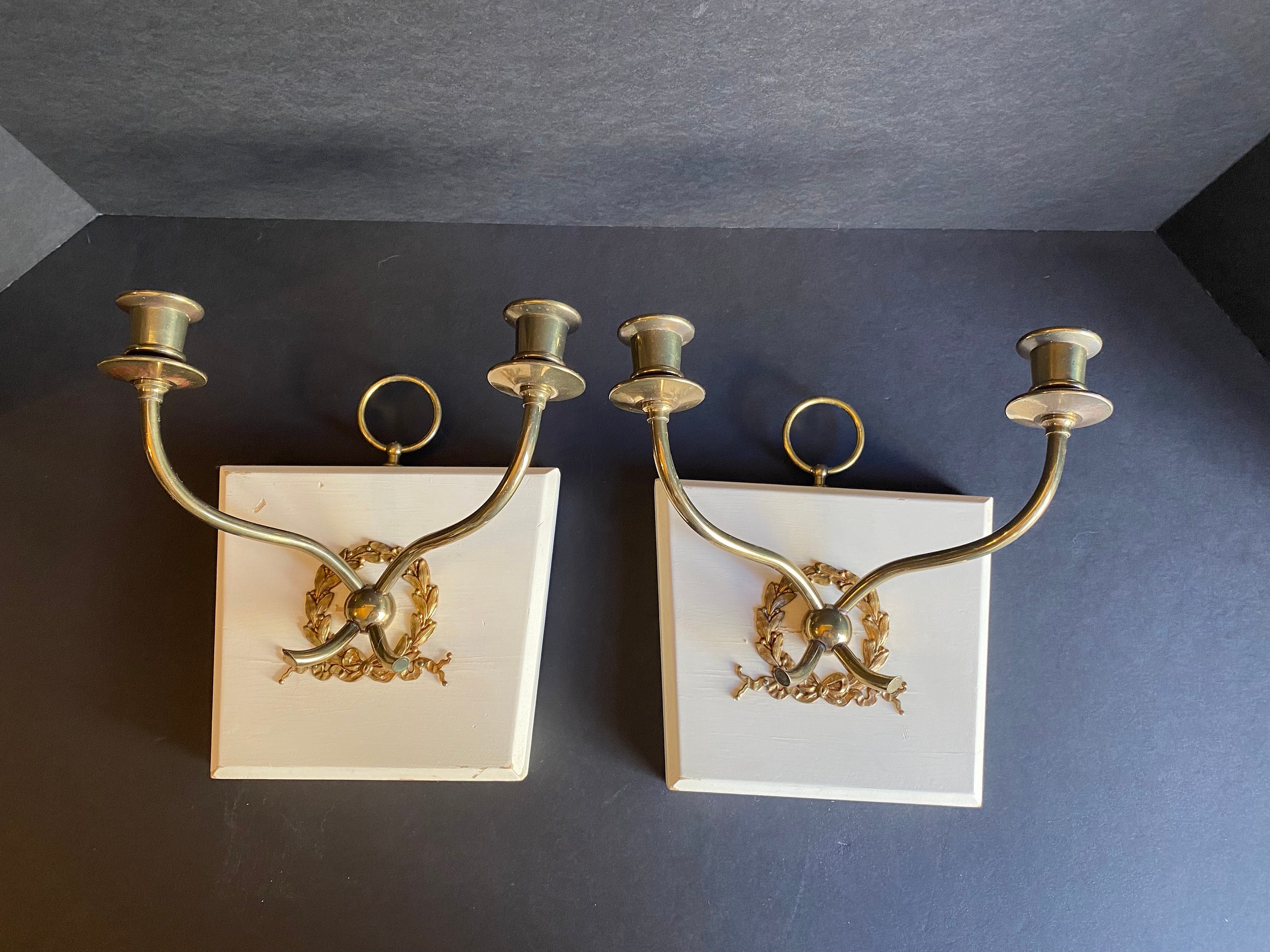 Rare Mid Century Candle Wall Sconces Pair 