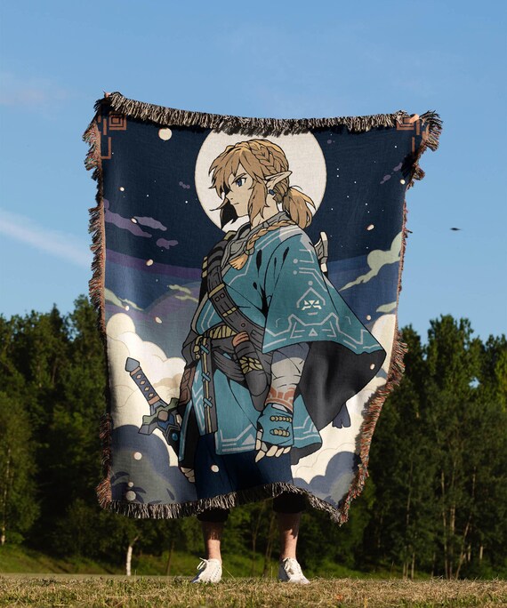 Link Hand Woven Blanket Zelda Tapestry Throw Retro Gaming Gift Etsy