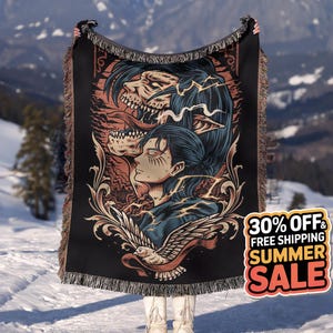Anime Hand Woven Blanket | Manga Tapestry Throw |  Poison