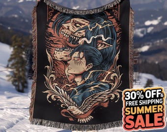 Anime Hand Woven Blanket | Manga Tapestry Throw |  Poison