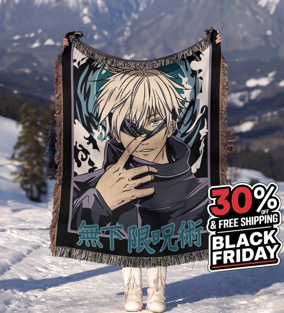 Anime Hand Woven Blanket | Anime Gojo Tapestry Throw | Manga