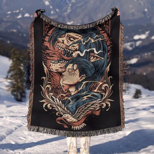 Anime Hand Woven Blanket | Manga Tapestry Throw |  Poison